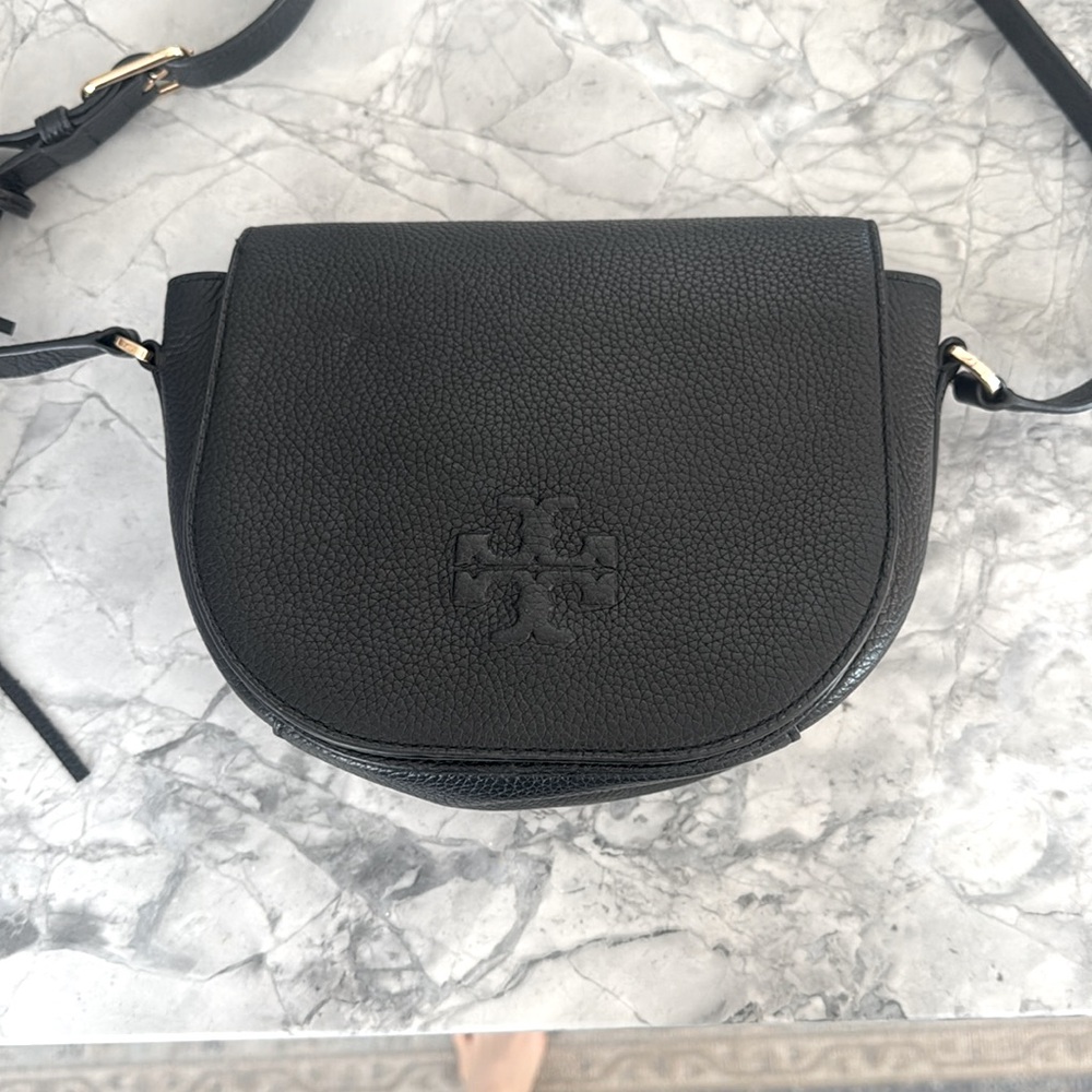 Tory Birch half moon black leather bag